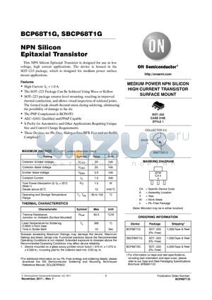 BCP68T1G datasheet - NPN Silicon Epitaxial Transistor