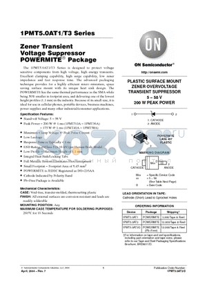 1PMT12AT1 datasheet - Zener Transient Voltage Suppressor POWERMITE Package