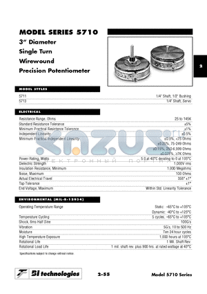 5710 datasheet - 3 Diameter Single Turn Wirewound Precision Potentiometer