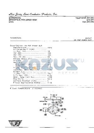 2N2527 datasheet - 20 STERN AVE SPRINGFIELD,NEW JERSEY 07081 U.S.A