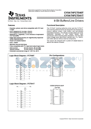 CY54FCT540T datasheet - 8-Bit Buffers/Line Drivers