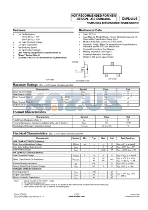 DMN3050S datasheet - N-CHANNEL ENHANCEMENT MODE MOSFET