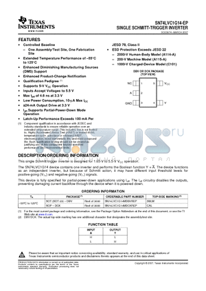 1P1G14MDBVREPG4 datasheet - SINGLE SCHMITT-TRIGGER INVERTER