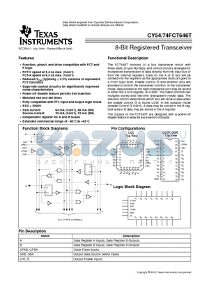 CY54FCT646TLMB datasheet - 8-Bit Registered Transceiver