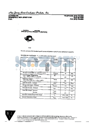 2N2575 datasheet - 20 STERN AVE SPRINGFIELD,NEW JERSEY 07081 U.S.A