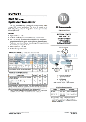 BCP69T1 datasheet - PNP Silicon Epitaxial Transistor