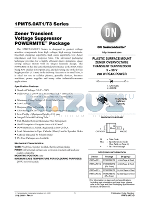 1PMT28AT3 datasheet - Zener Transient Voltage Suppressor POWERMITE Package