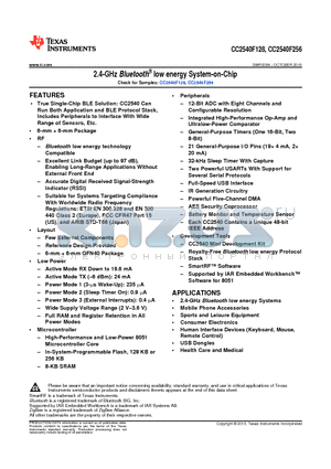 CC2540F128 datasheet - 2.4-GHz Bluetooth^ low energy System-on-Chip