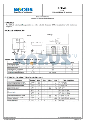 BCPA42 datasheet - Epitaxial Planar Transistors