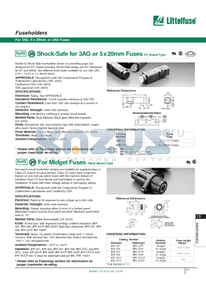 571OCCP datasheet - Fuseholders - For 3AG, 5 x 20mm, or 2AG Fuses