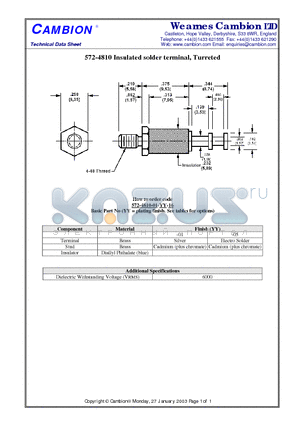 572-4810 datasheet - Insulated solder terminal, Turreted