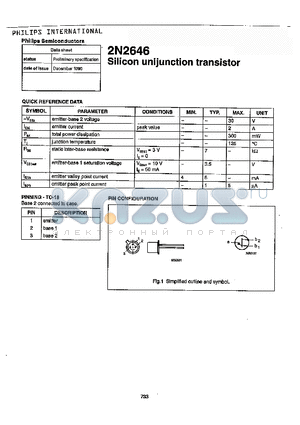 2N2646 datasheet - Silicon unijunction transistor