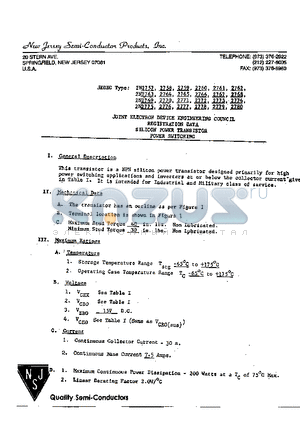 2N2759 datasheet - 20 STERN AVE SPRINGFIELD,NEW JERSEY 07081 U.S.A