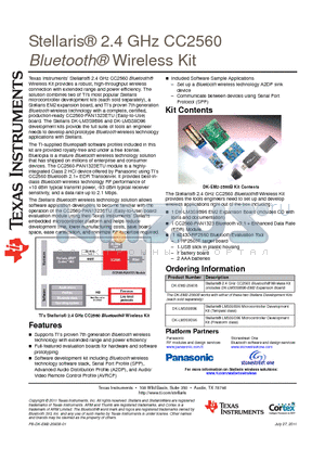 CC2560 datasheet - Bluetooth^ Wireless Kit