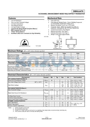 DMN5L06TK datasheet - N-CHANNEL ENHANCEMENT MODE FIELD EFFECT TRANSISTOR