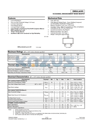 DMN5L06WK_09 datasheet - N-CHANNEL ENHANCEMENT MODE MOSFET