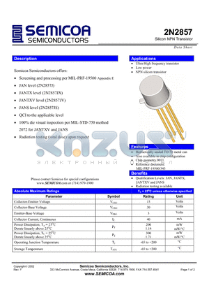 2N2857_02 datasheet - Silicon NPN Transistor