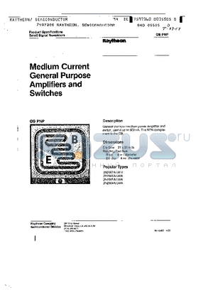 2N2807 datasheet - Medium Current General Purpose Amplifiers and Switches