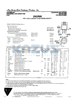 2N2868 datasheet - NPN HIGH CURRENT HIGH SPEED SWITCH