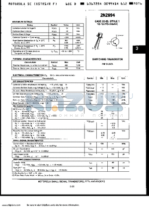 2N2894 datasheet - CASE 22-03, STYLE 1 TO-18(TO-206AA)