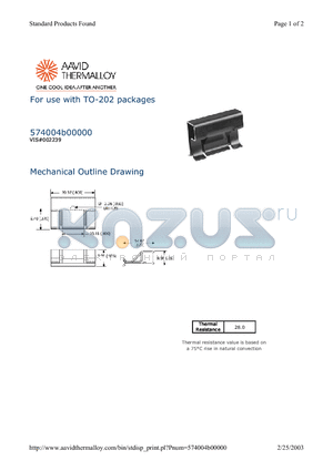 574004B00000 datasheet - For use with TO-202 packages