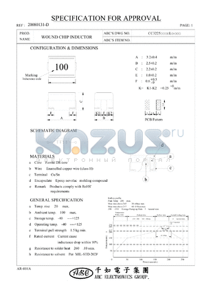 CC3225150KL datasheet - WOUND CHIP INDUCTOR