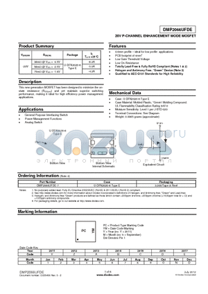 DMP2039UFDE4-7 datasheet - 25V P-CHANNEL ENHANCEMENT MODE MOSFET