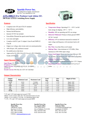 ATX-300GT datasheet - 300 Watts ATX12V Switching Power Supply