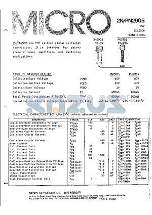 2N2905 datasheet - PNP SILICON TRANSISTORS