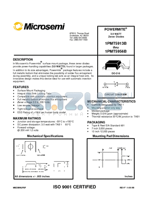 1PMT5917B datasheet - 3.0 WATT Zener Diodes