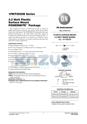 1PMT5920B datasheet - 3.2 Watt Plastic Surface Mount POWERMITE Package