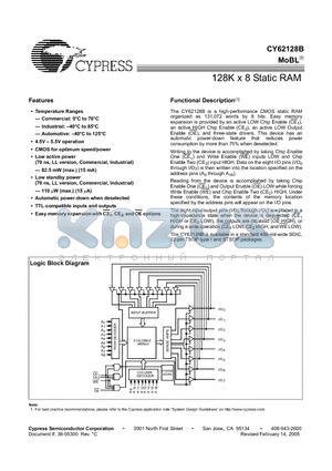 CY62128BLL-55SC datasheet - 128K x 8 Static RAM