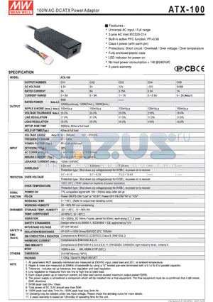 ATX-100 datasheet - 100W AC-DC ATX Power Adaptor