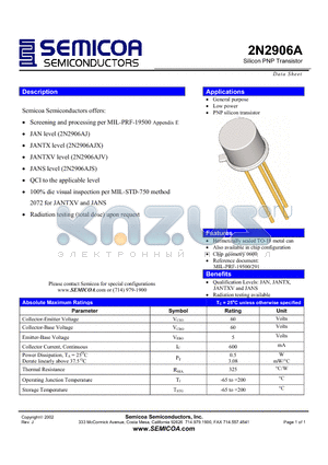 2N2906A_02 datasheet - Silicon PNP Transistor