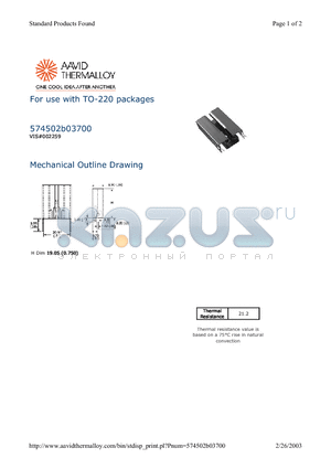 574502B03700 datasheet - For use with TO-220 packages