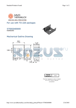 575002T00000 datasheet - For use with TO-220 packages