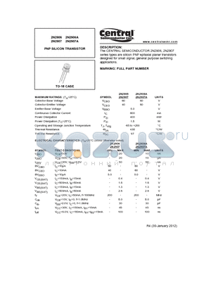 2N2907 datasheet - PNP SILICON TRANSISTOR