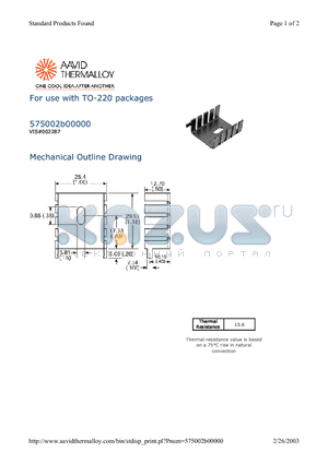 575002B00000 datasheet - For use with TO-220 packages