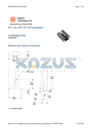 574902B03700 datasheet - For use with TO-220 packages