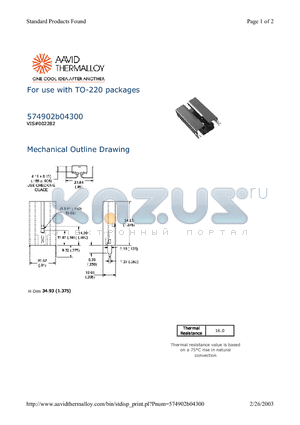 574902B04300 datasheet - For use with TO-220 packages