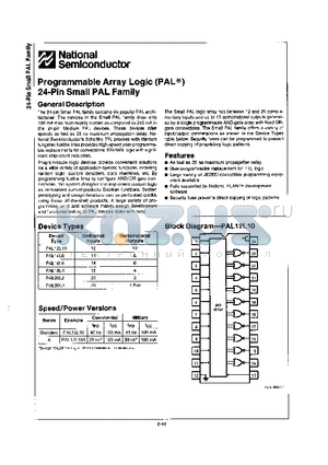 DMPAL12L10A datasheet - Progammable Array Logic Series 24 (PAL Series 24)