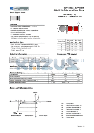 BZV55B10 datasheet - 500mW,2% Tolerance Zener Diode