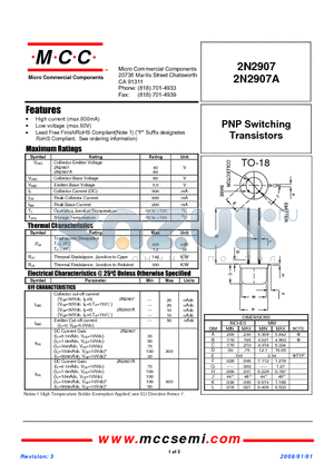 2N2907A datasheet - PNP Switching Transistors