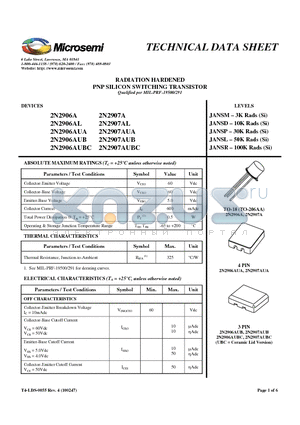 2N2907AUB datasheet - RADIATION HARDENED