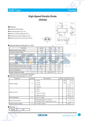 1PS184 datasheet - High-Speed Double Diode