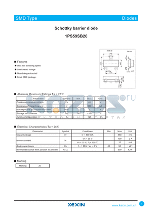 1PS59SB20 datasheet - Schottky barrier diode