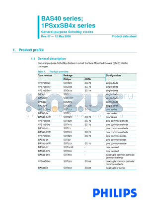 1PS70SB40 datasheet - Schottky barrier double diodes