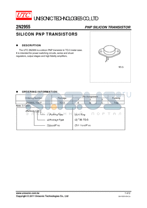 2N2955L-T30-Y datasheet - SILICON PNP TRANSISTORS