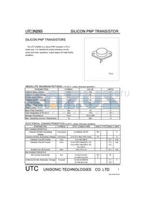 2N2955 datasheet - SILICON PNP TRANSISTOR