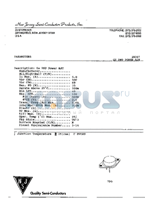 2N297 datasheet - GE PNP POWER BJT